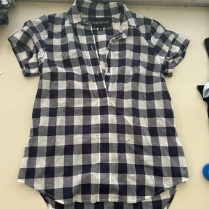 J. Crew Navy and White Checkered Top